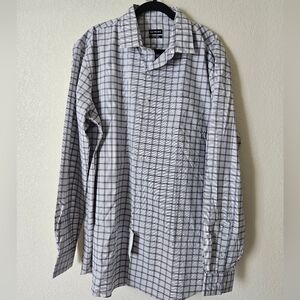 Van Heusen Men's White and Gray Plaid Dress Shirt